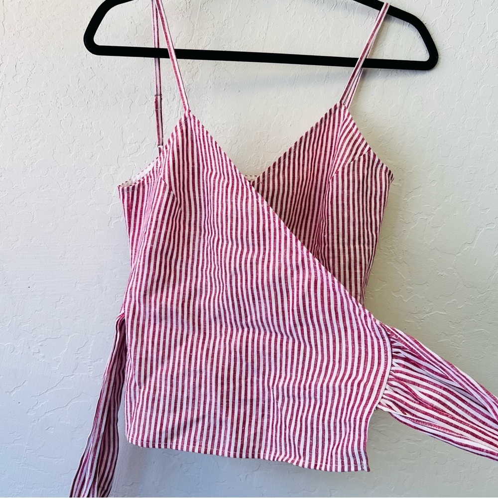 Reformation Red and White Striped Wrap Tank